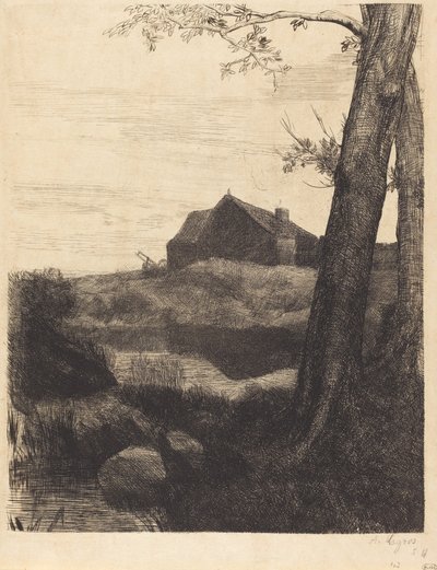 Boerderij met Grote Boom door Alphonse Legros