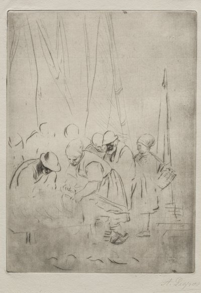 Vissers op de kade in Boulogne door Alphonse Legros