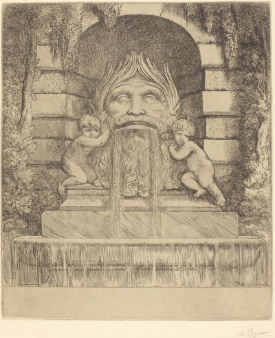 Fontein: grotesk, kinderen en bassin door Alphonse Legros