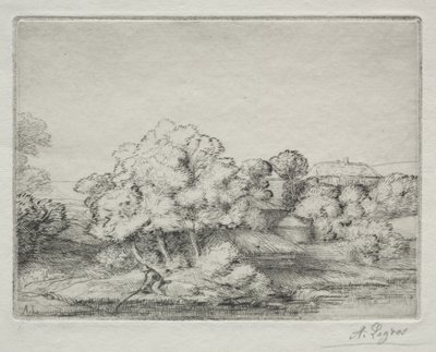 Dorp bij het meer (Hameau près du Lac) door Alphonse Legros