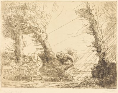 Oogsters verrast door de storm door Alphonse Legros