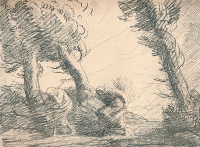 Oogsters verrast door de storm, ca. 1900, 1923 door Alphonse Legros
