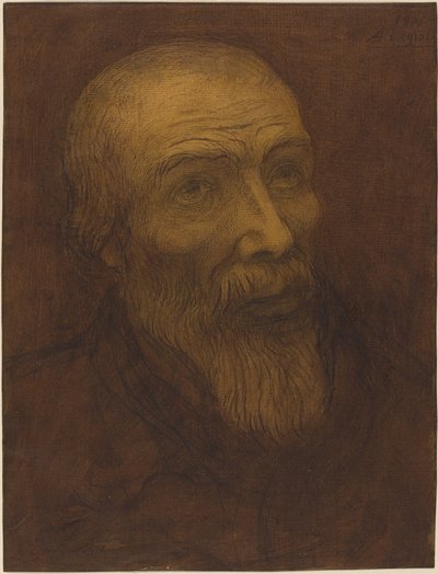 Hoofd van een Kale Man met een Baard, 1906 door Alphonse Legros