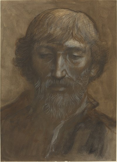 Hoofd van een man, vooraanzicht door Alphonse Legros