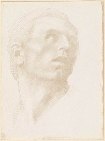 Hoofd van een man die naar rechts kijkt, 1890s door Alphonse Legros