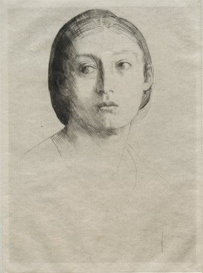 Hoofd van een jong meisje door Alphonse Legros