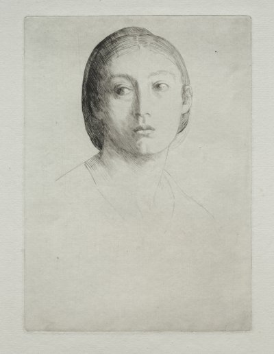 Hoofd van een jong meisje door Alphonse Legros