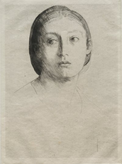 Hoofd van een jong meisje door Alphonse Legros