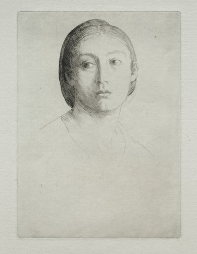 Hoofd van een jong meisje door Alphonse Legros