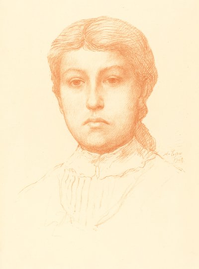 Hoofd van een jong meisje Tête de jeune fille door Alphonse Legros
