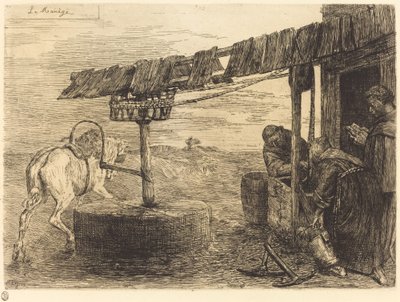 Paardgedreven molen door Alphonse Legros