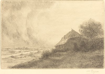 Hut op een Heuvel Masure sur la colline door Alphonse Legros