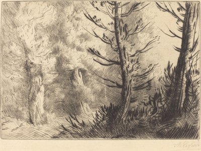 In het bos van Fontainebleau door Alphonse Legros