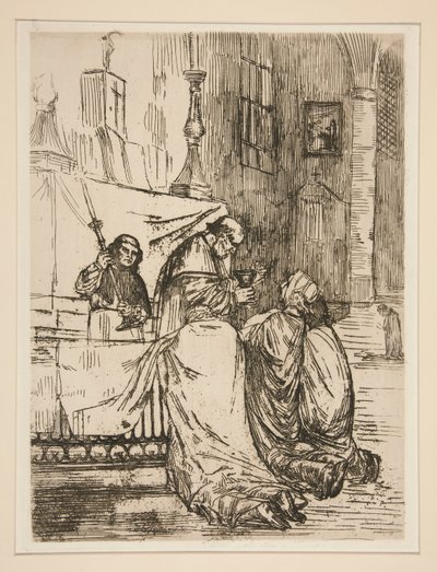 De communie in de kerk door Alphonse Legros