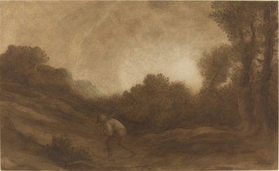 Landschap, avond door Alphonse Legros