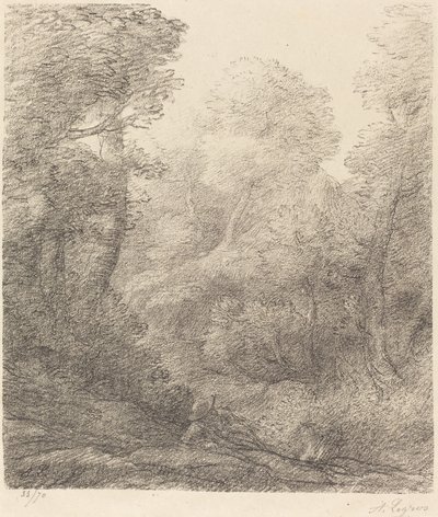 Landschap: Ochtendmist door Alphonse Legros