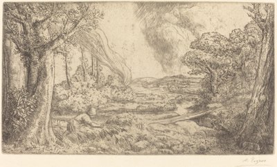Landschap Paysage door Alphonse Legros