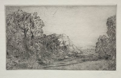 Landschap: Zonsopgang door Alphonse Legros