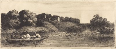 Landschap met Boot, 1e plaat Le paysage au bateau door Alphonse Legros