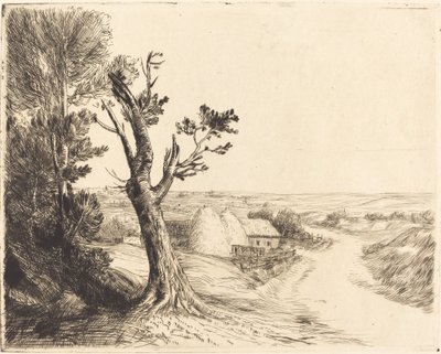 Landschap met Hooibergen door Alphonse Legros