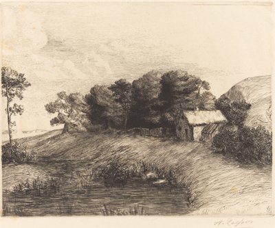 Landschap met vijver door Alphonse Legros