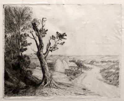 Landschap met Strobalen door Alphonse Legros