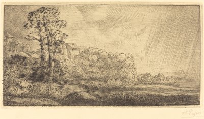 Landschap met Twee Bomen door Alphonse Legros