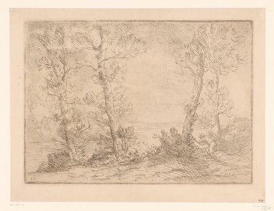 Landschap met visser door Alphonse Legros