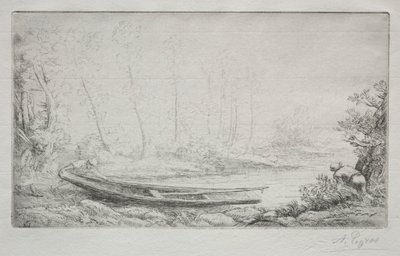 Le Départ pour le pêche, dans les brumes door Alphonse Legros
