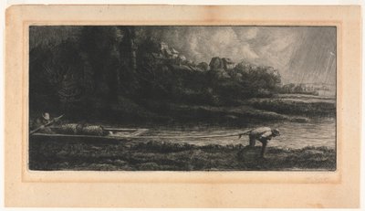 Het landschap met de boot door Alphonse Legros