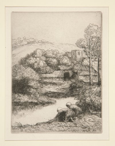Het washuis, of Wasvrouwen door Alphonse Legros