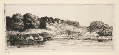 Le paysage au bateau (Landschap met een boot, 1e plaat) door Alphonse Legros