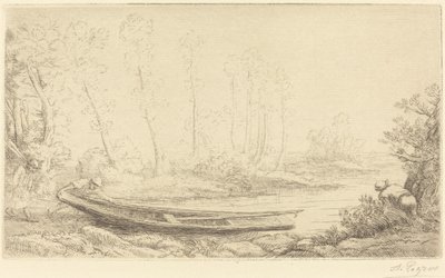 Man met een punter, figuur rechts door Alphonse Legros