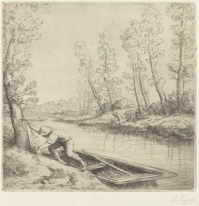 Ochtend langs de rivier La matin sur la riviere door Alphonse Legros