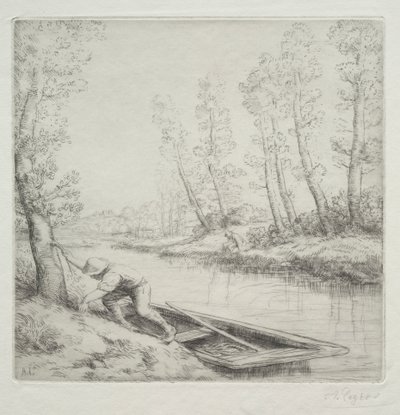 Ochtend aan de rivier (detail) door Alphonse Legros