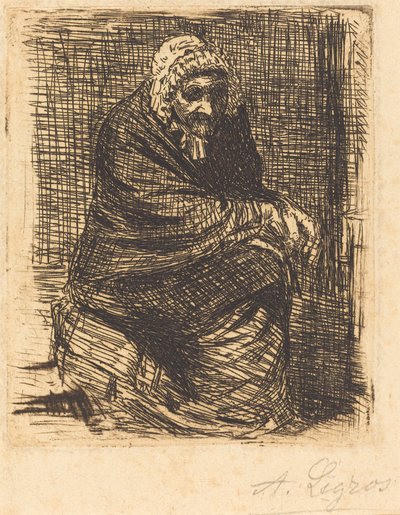 Oude vrouw zittend door Alphonse Legros