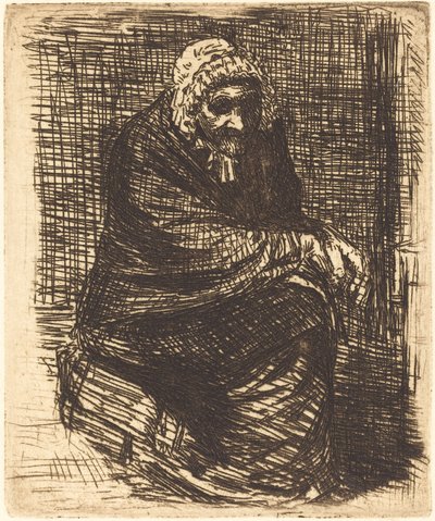 Oude vrouw zittend door Alphonse Legros