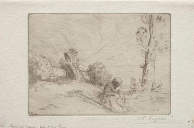 Boer bij een stenen hek door Alphonse Legros