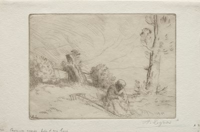 Boer bij een stenen hek door Alphonse Legros