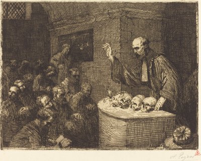 Cursus Frenologie, 2e plaat (Le cours de phrenologie) door Alphonse Legros