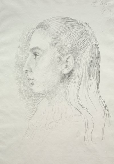 Portret van juffrouw Nora E. Legros door Alphonse Legros