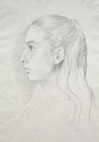 Portret van juffrouw Nora E. Legros, 1896 door Alphonse Legros