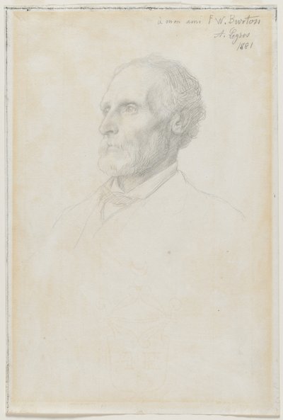 Portret van Sir Frederick W. Burton, Directeur van de National Gallery, Londen door Alphonse Legros