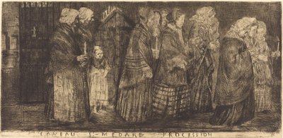 Processie in het Graf van Sint Medard Procession dans le caveaux de St.-Medard, 1859 door Alphonse Legros