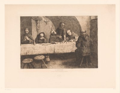 Refter met biddende monniken door Alphonse Legros