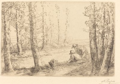 Rust langs de oevers van de rivier door Alphonse Legros