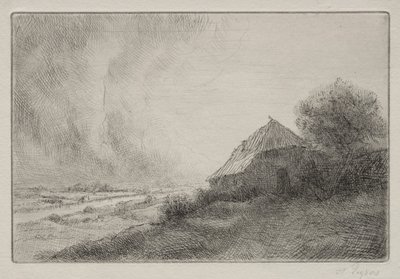 Vervallen huis op een heuvel door Alphonse Legros