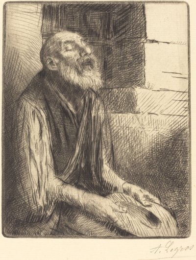 Zittende bedelaar door Alphonse Legros