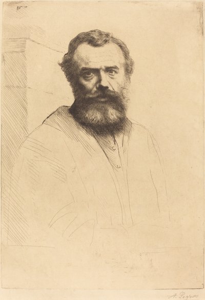 Zelfportret, 3e plaat, 1880 door Alphonse Legros