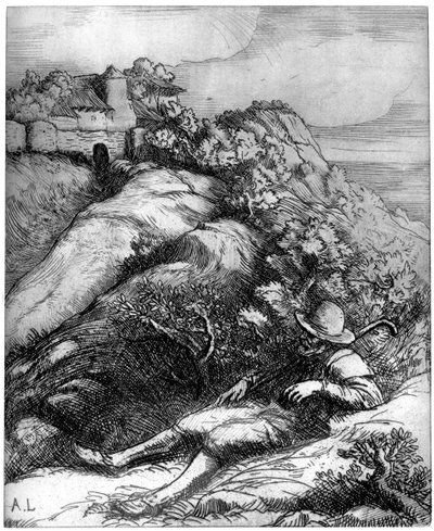 Herder rustend, c1860-1910 door Alphonse Legros